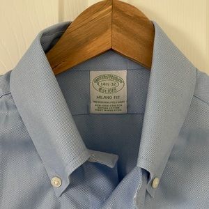 Brooks Brothers Milano Button Down Dress Shirt Light Blue 14.5-32